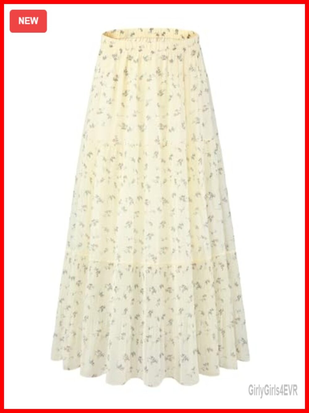 Chiffon Pleated High Waist A-Line Maxi Skirt Elastic Pull-On